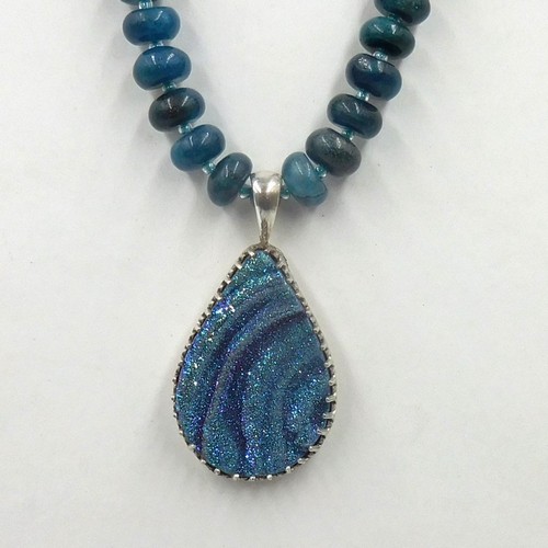 Click to view detail for DKC-2117 Pendant, Apatite Beads & Druzy Pendant